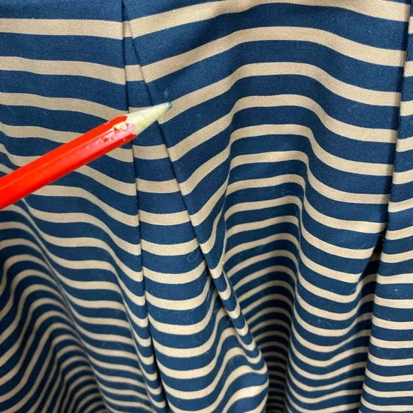 GAP Dress Women 0 Tan Black 3/4 Sleeves Zip Party Holiday Pockets Preppy Striped - Picture 9 of 15